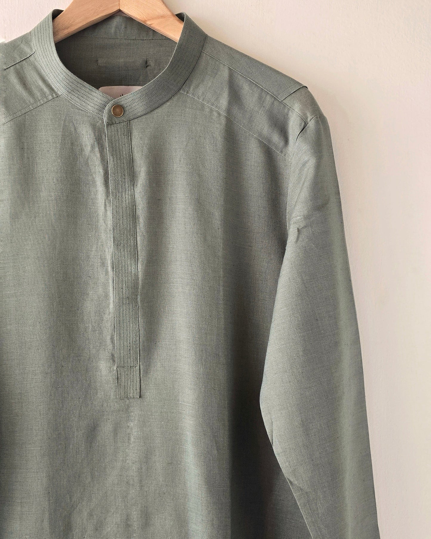 Army Green Linen Kurta Trouser.