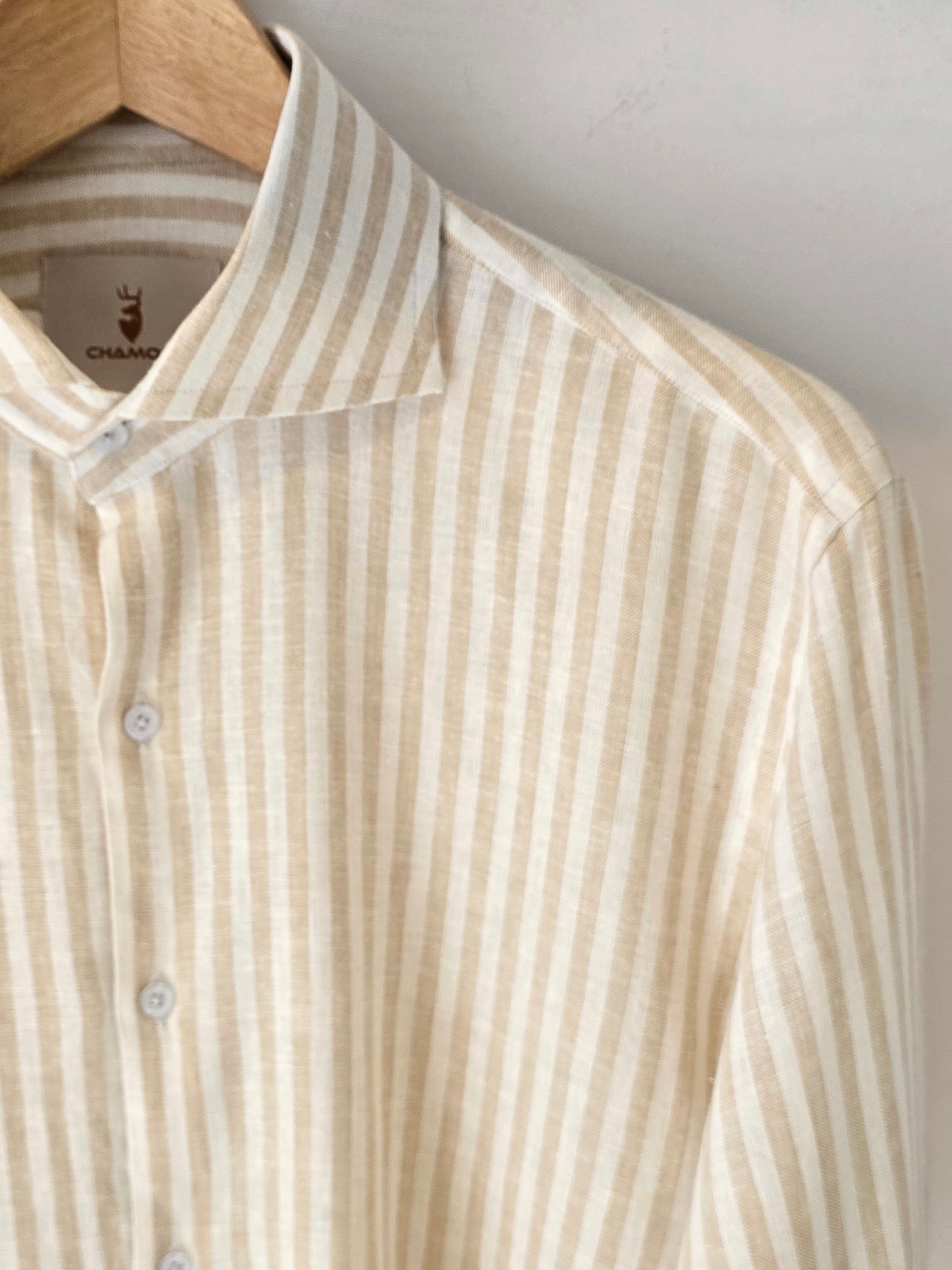 Beige Striped Linen Shirt