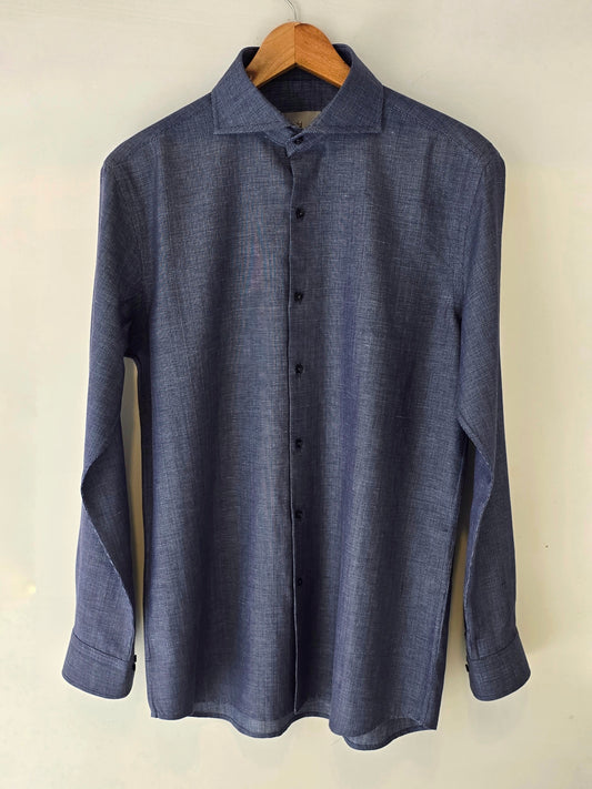 Two Tone Blue Linen Shirt