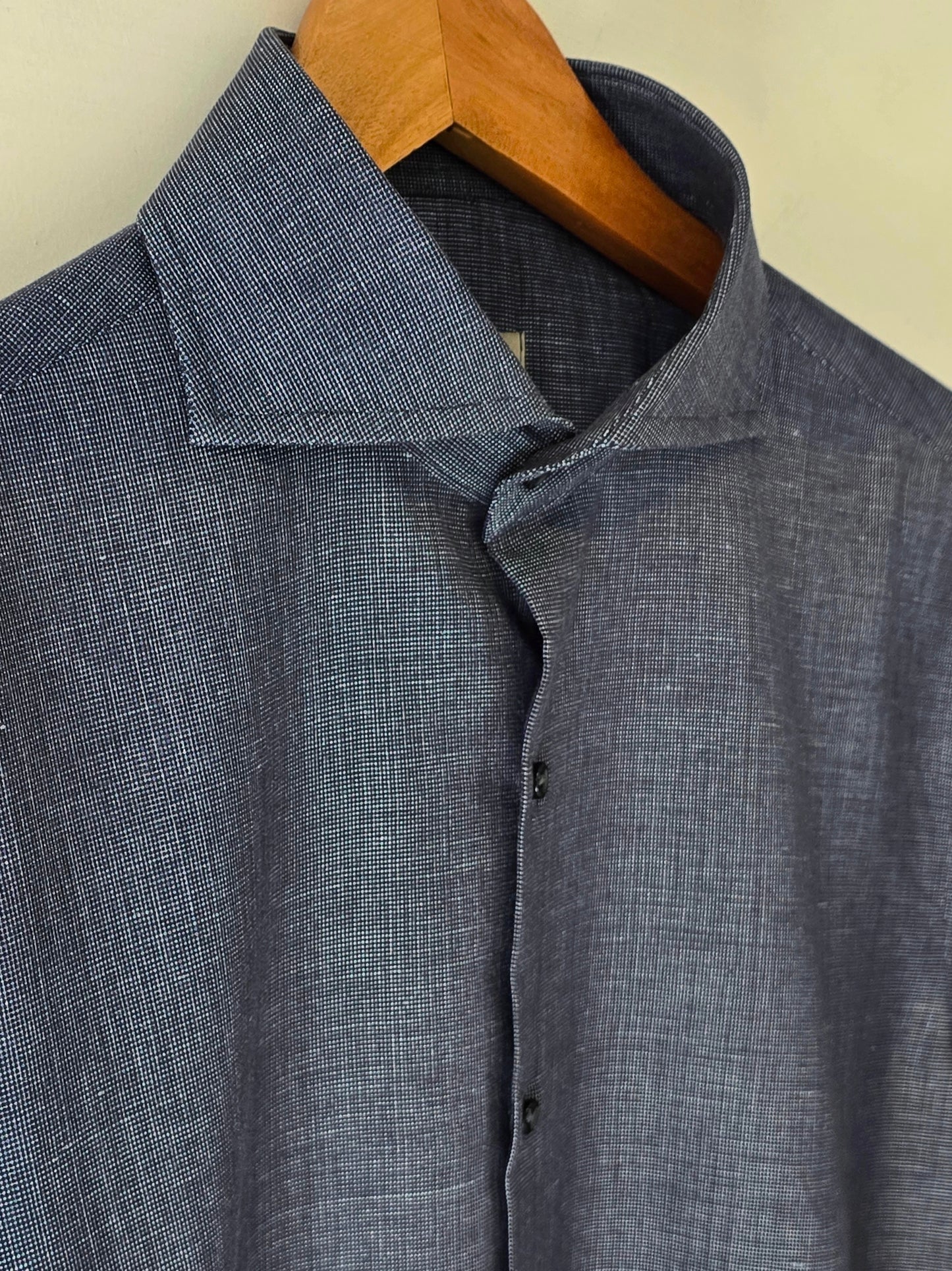 Two Tone Blue Linen Shirt