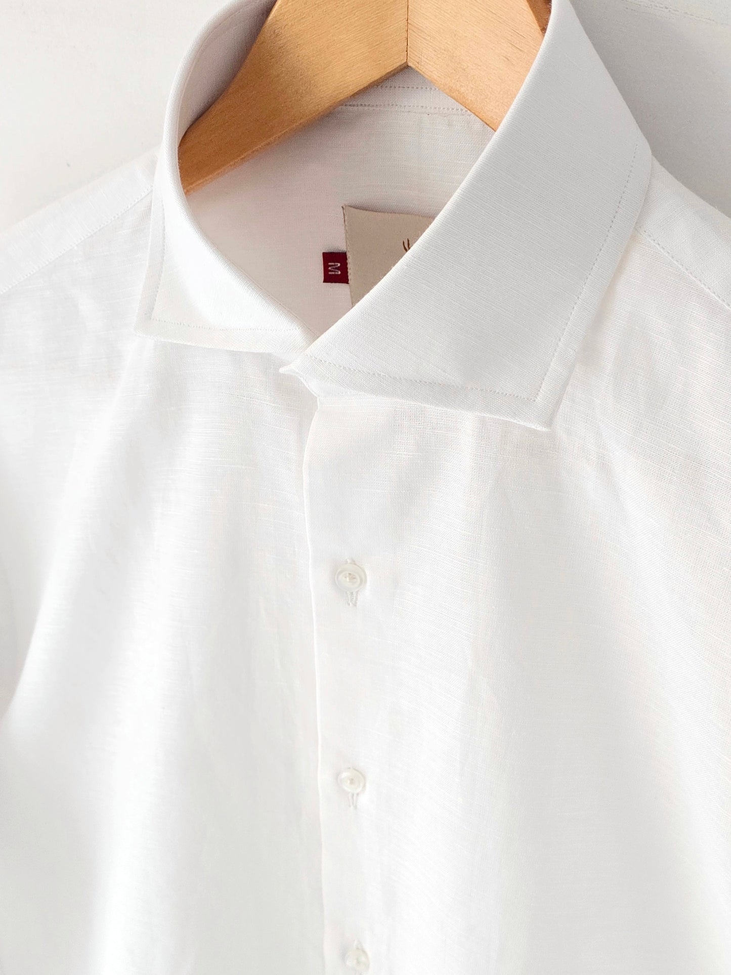 White Linen Cut Collar Shirt