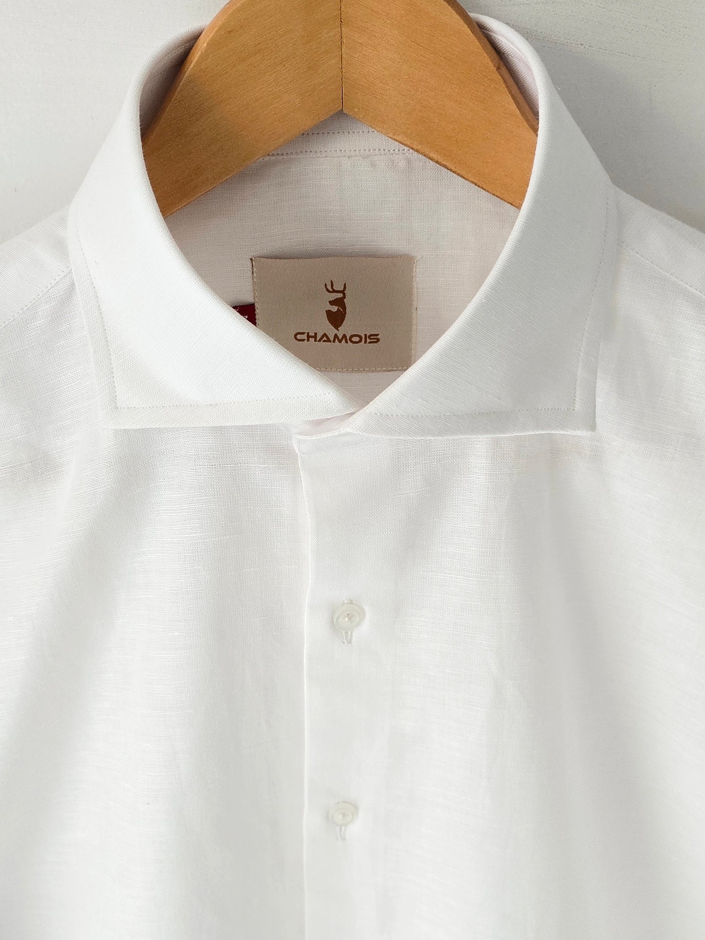 White Linen Cut Collar Shirt