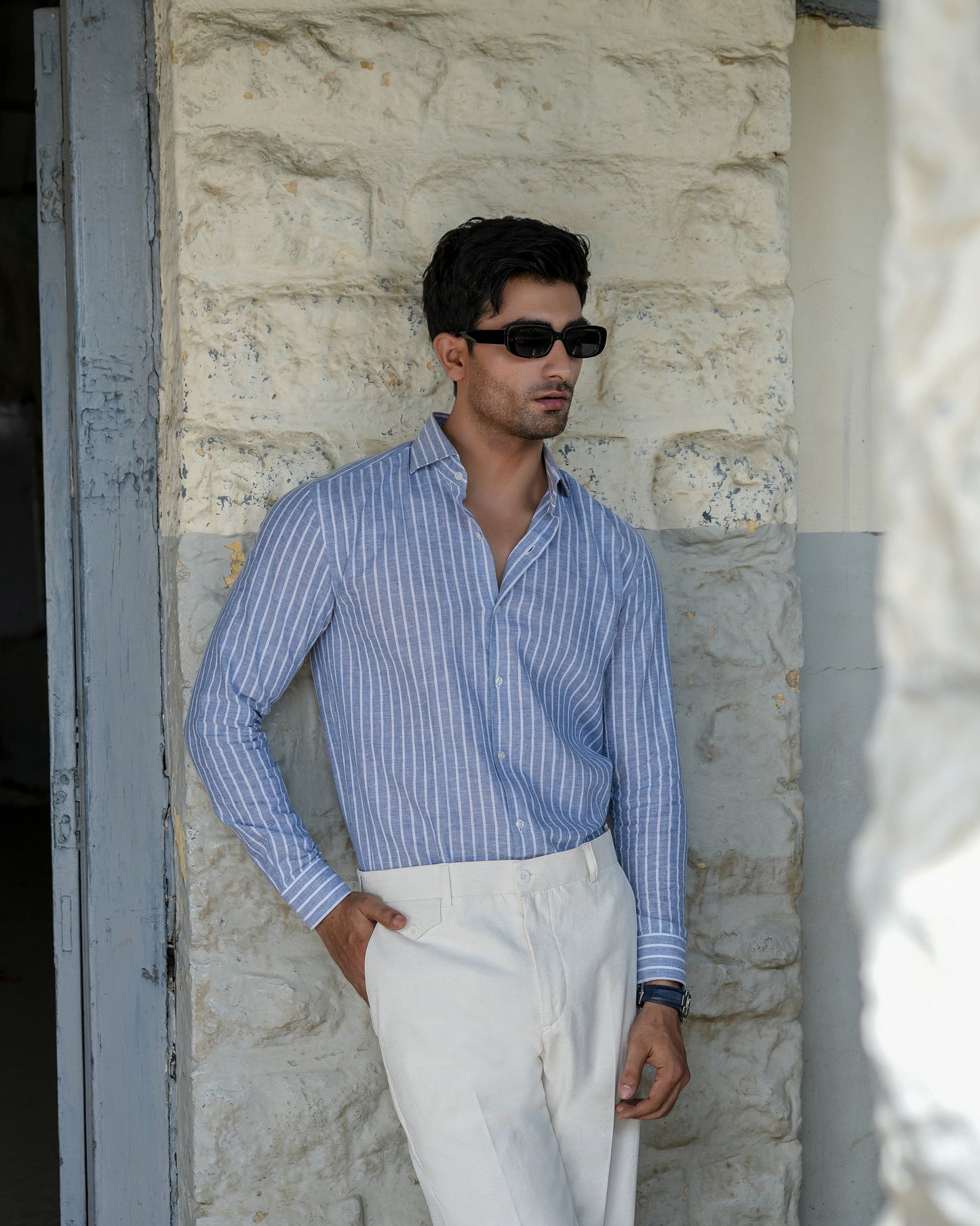 Blue Striped Linen Shirt