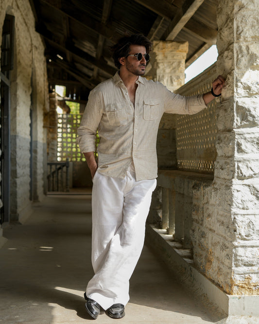 Beige Linen Shirt.