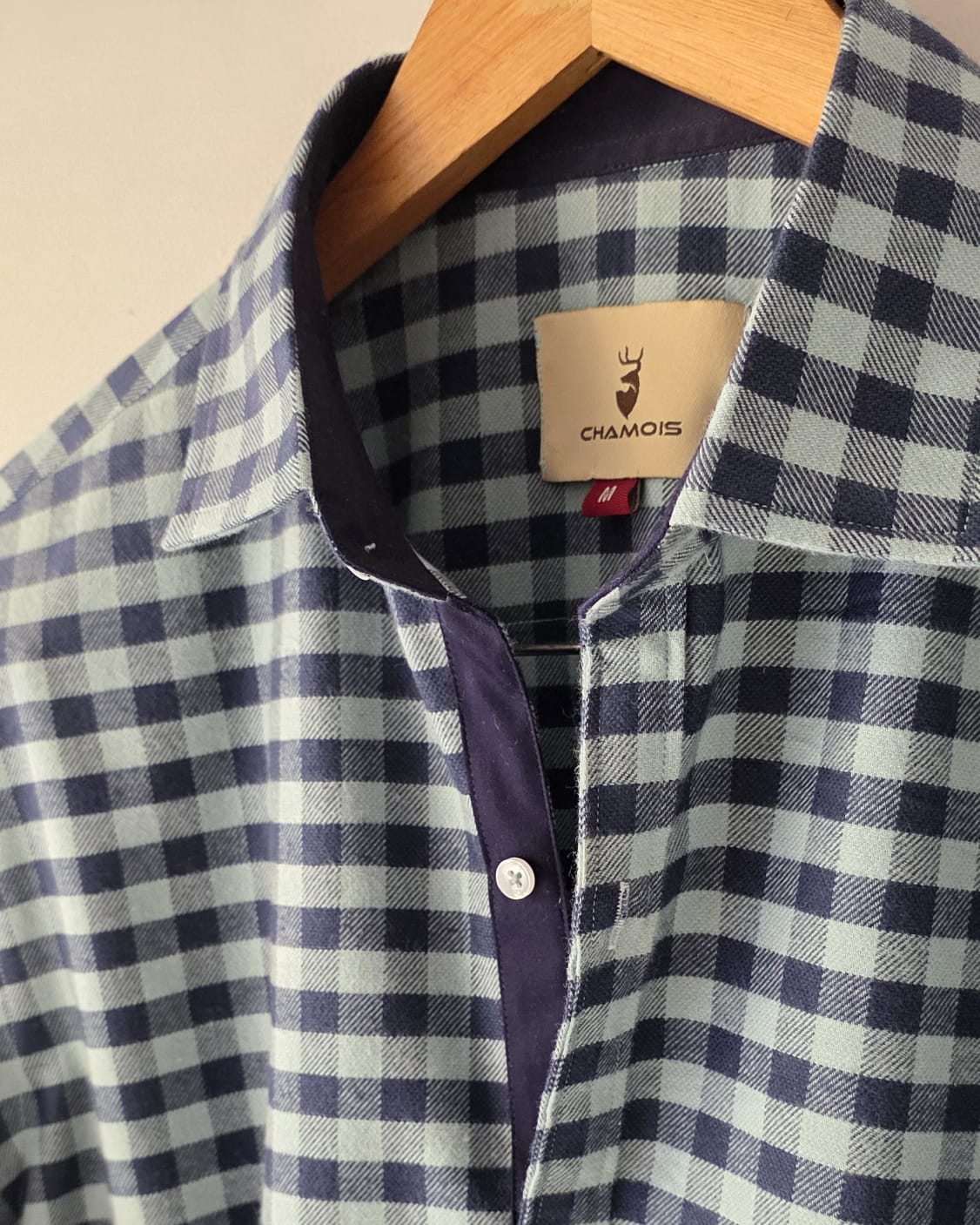 Blue flannel checkered shirt.