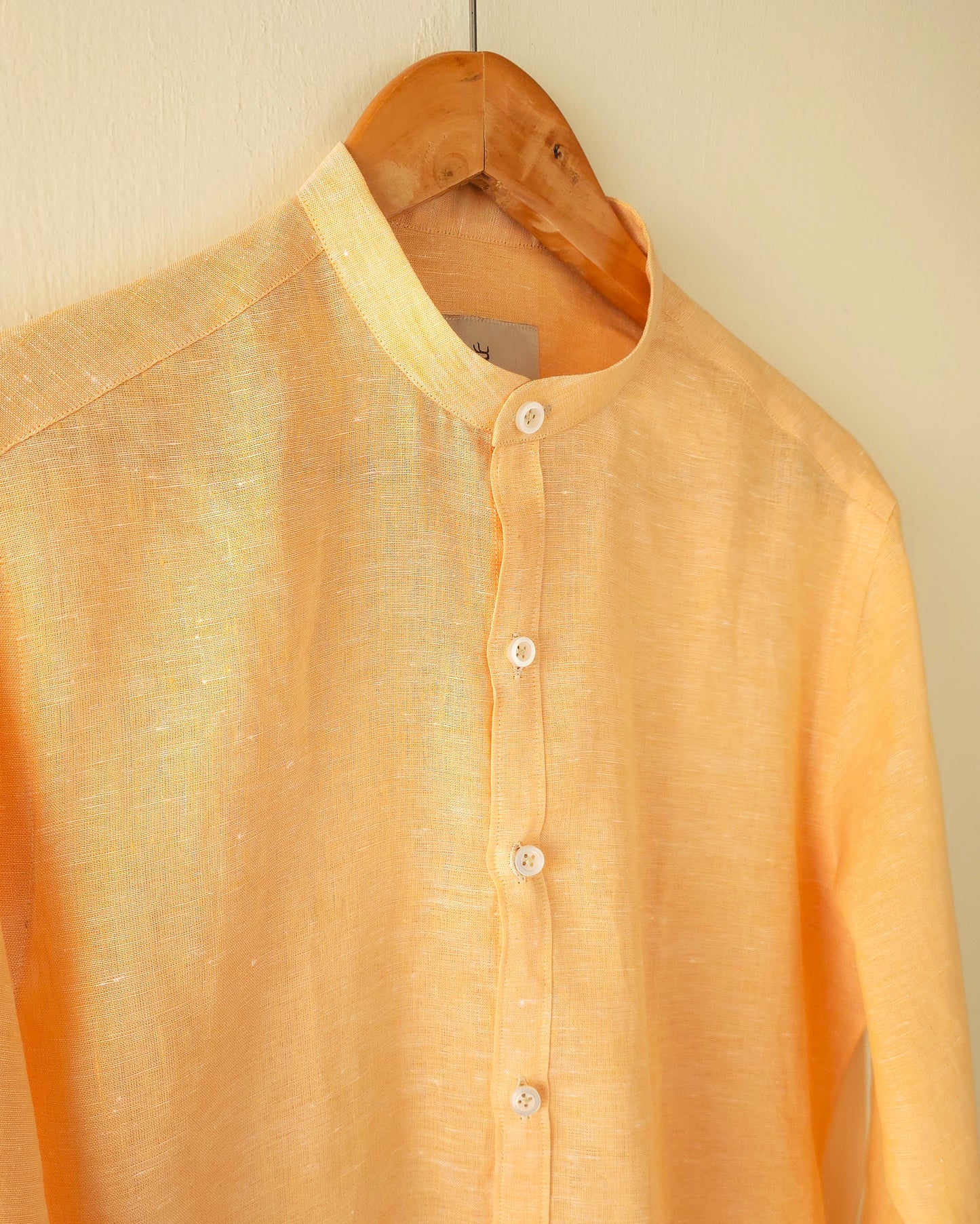 Linen Ban Collar Shirt