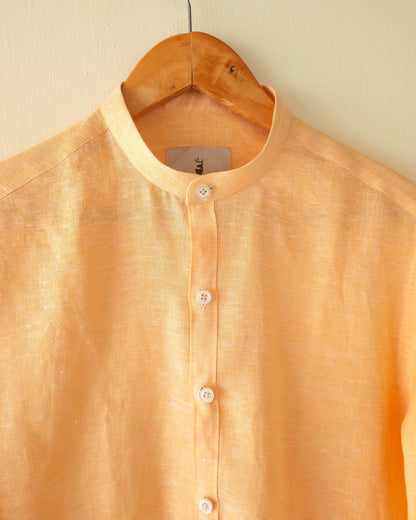 Linen Ban Collar Shirt