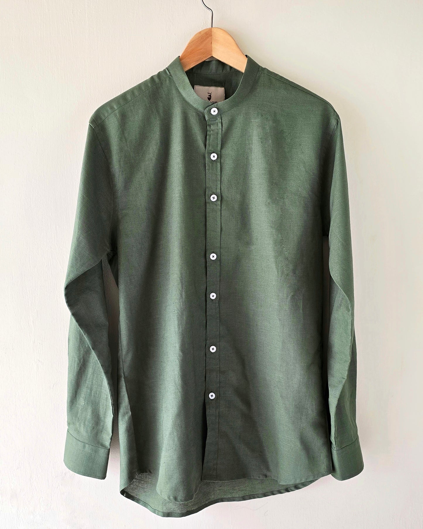 Linen Ban Collar Shirt