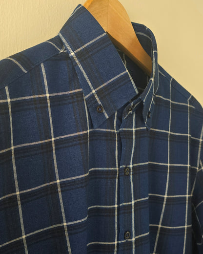 Blue Linen Checkered Shirt.