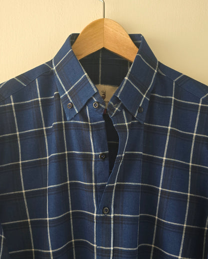 Blue Linen Checkered Shirt.