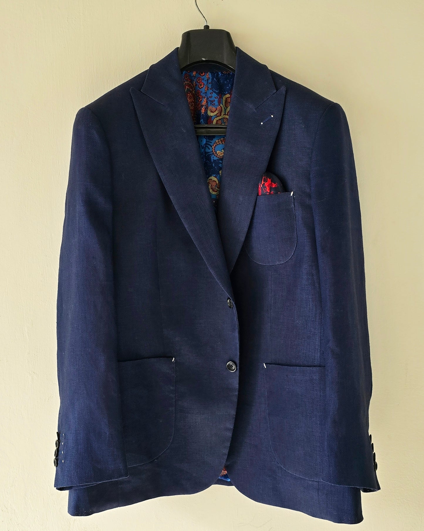 Navy Blue Linen Blazer.