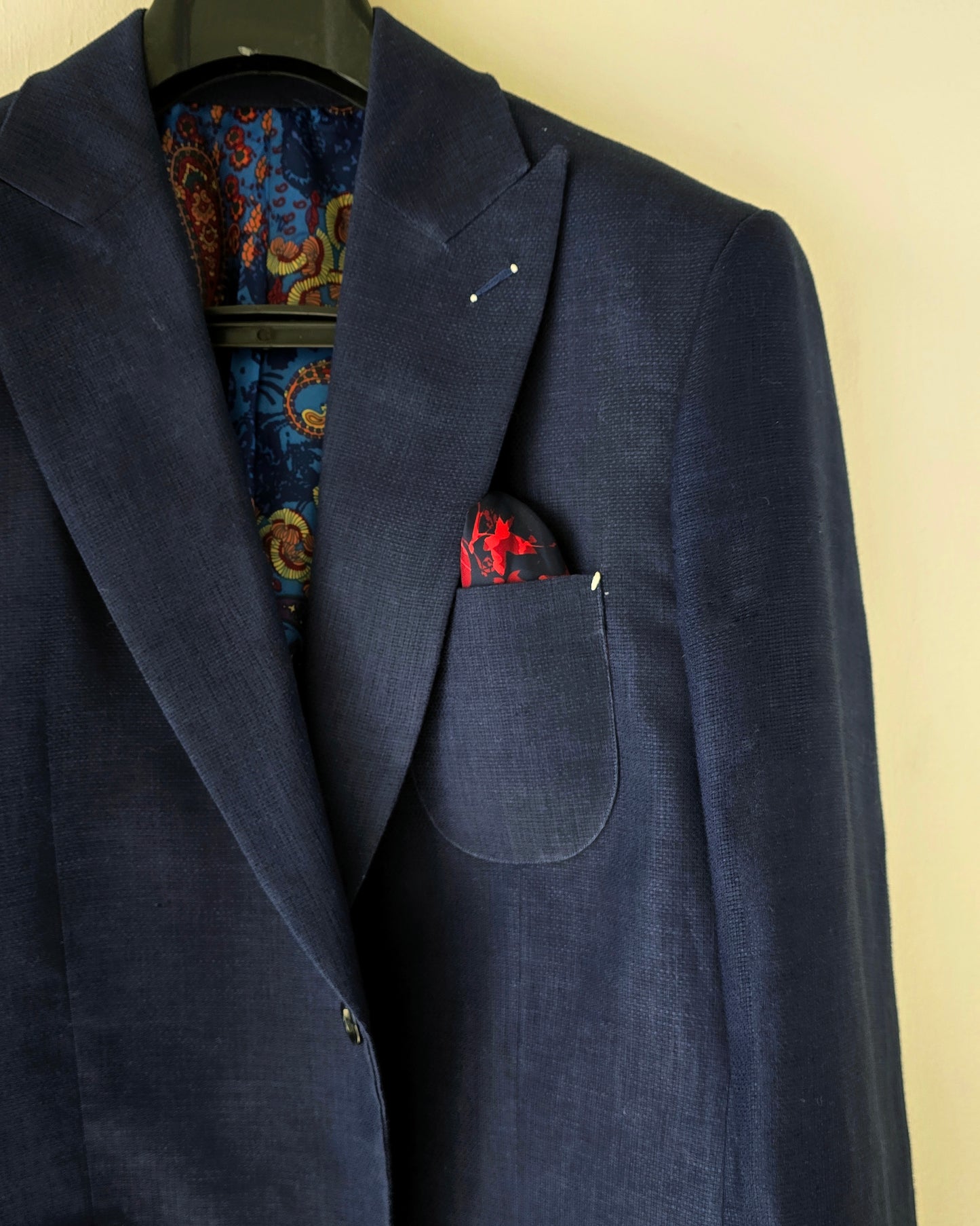 Navy Blue Linen Blazer.