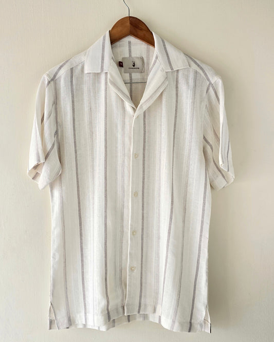 Grey Striped Cuban Shirt