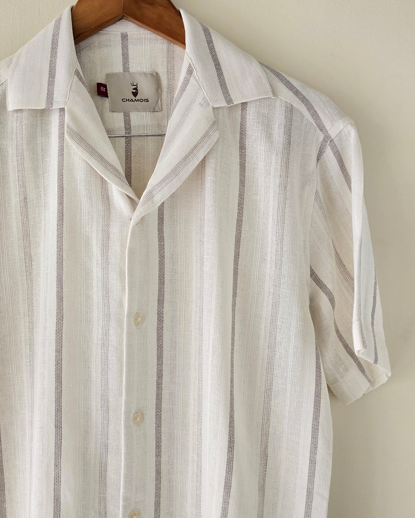 Grey Striped Cuban Shirt