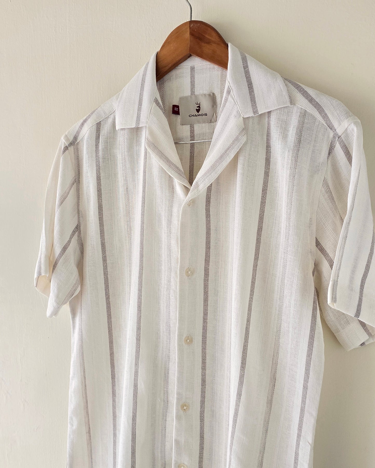 Grey Striped Cuban Shirt