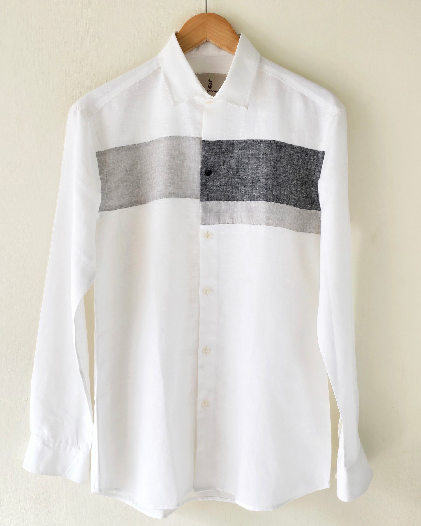 Grey Patches Linen Shirt.