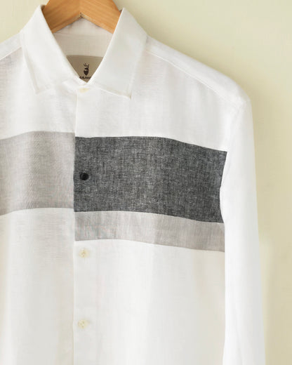 Grey Patches Linen Shirt.