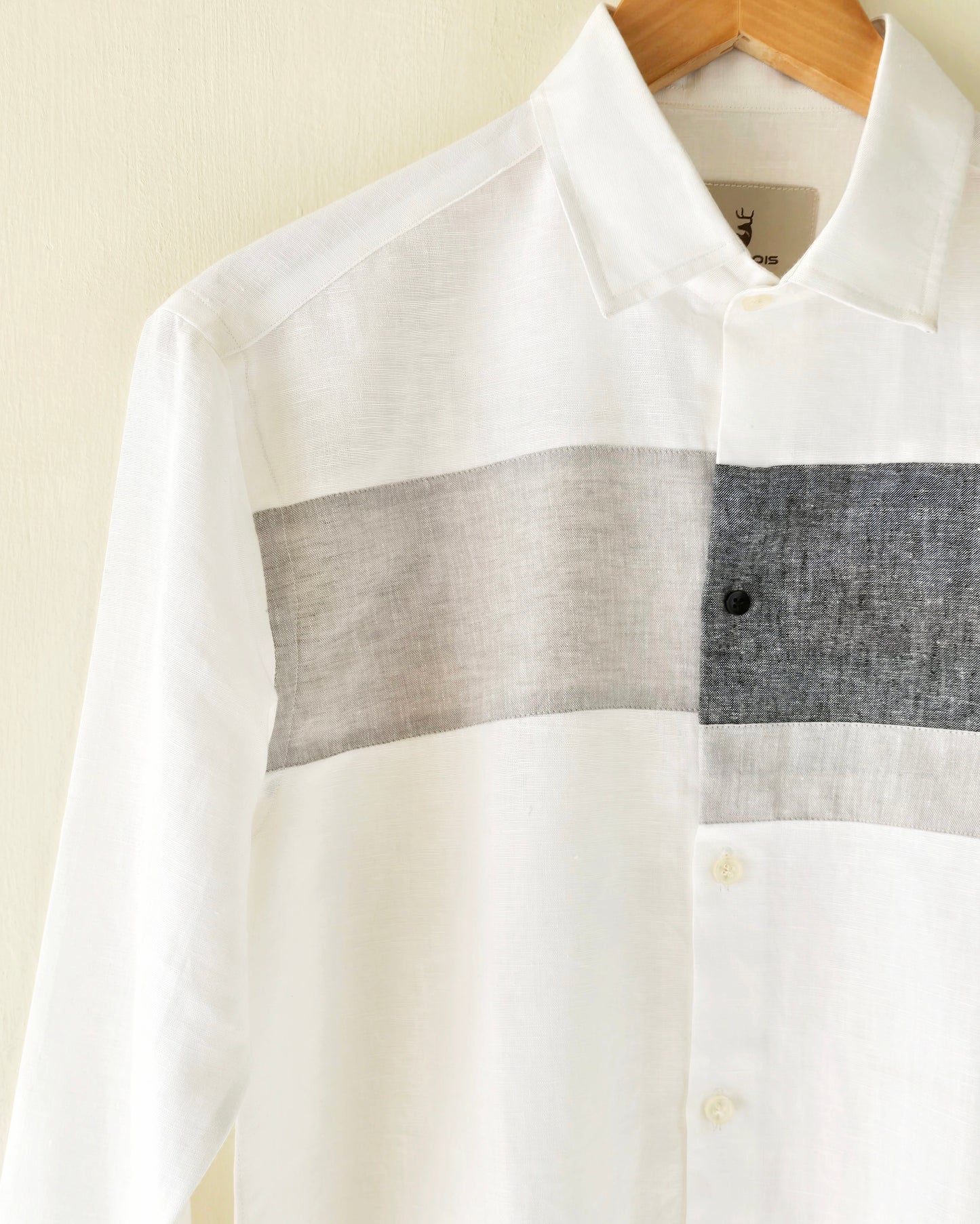 Grey Patches Linen Shirt.