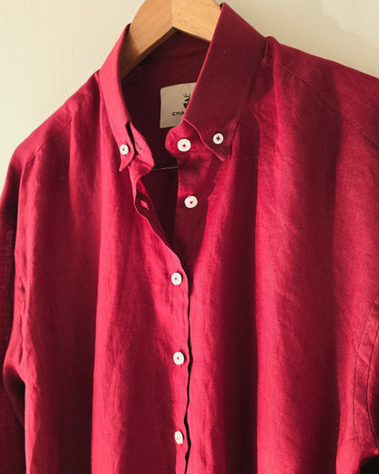 Red Linen Shirt (Women)