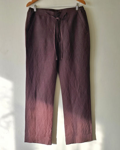 Brown Linen Loose Pants