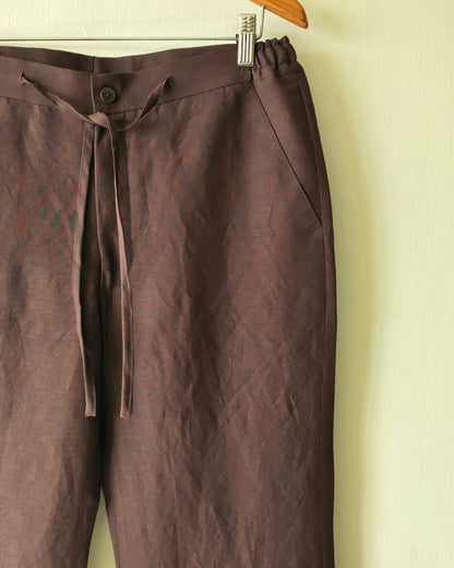 Brown Linen Loose Pants