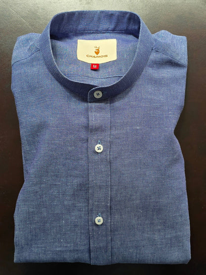 Linen Ban Collar Shirt