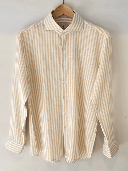 Beige Striped Linen Shirt