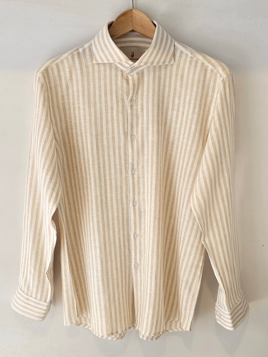 Beige Striped Linen Shirt