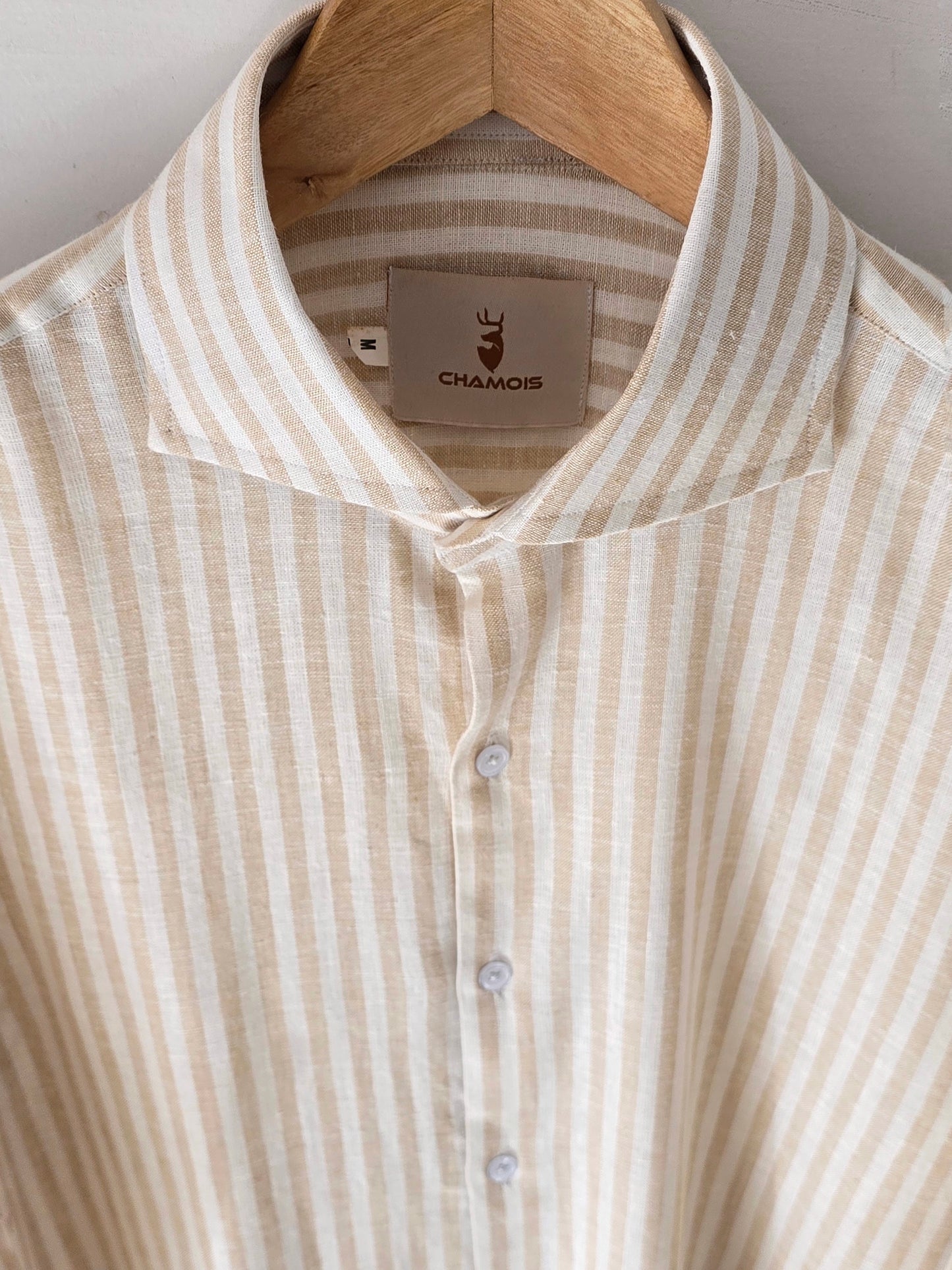Beige Striped Linen Shirt