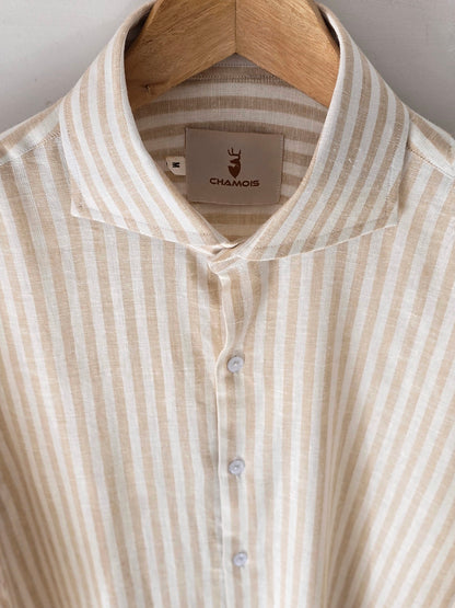 Beige Striped Linen Shirt