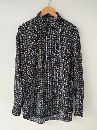 Black Drop Shoulder Checkered Shirt.