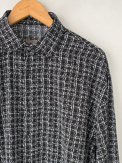 Black Drop Shoulder Checkered Shirt.