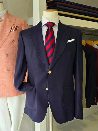 Navy Blue Soft Tweed Blazer