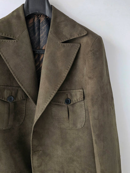 Olive Green Suede Blazer