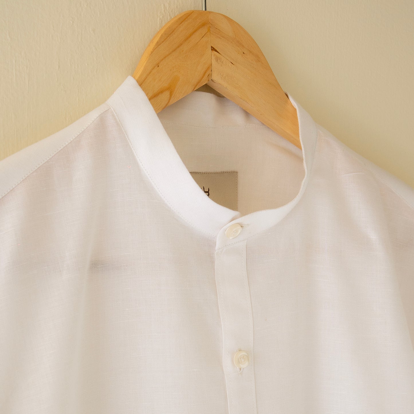 Linen Ban Collar Shirt