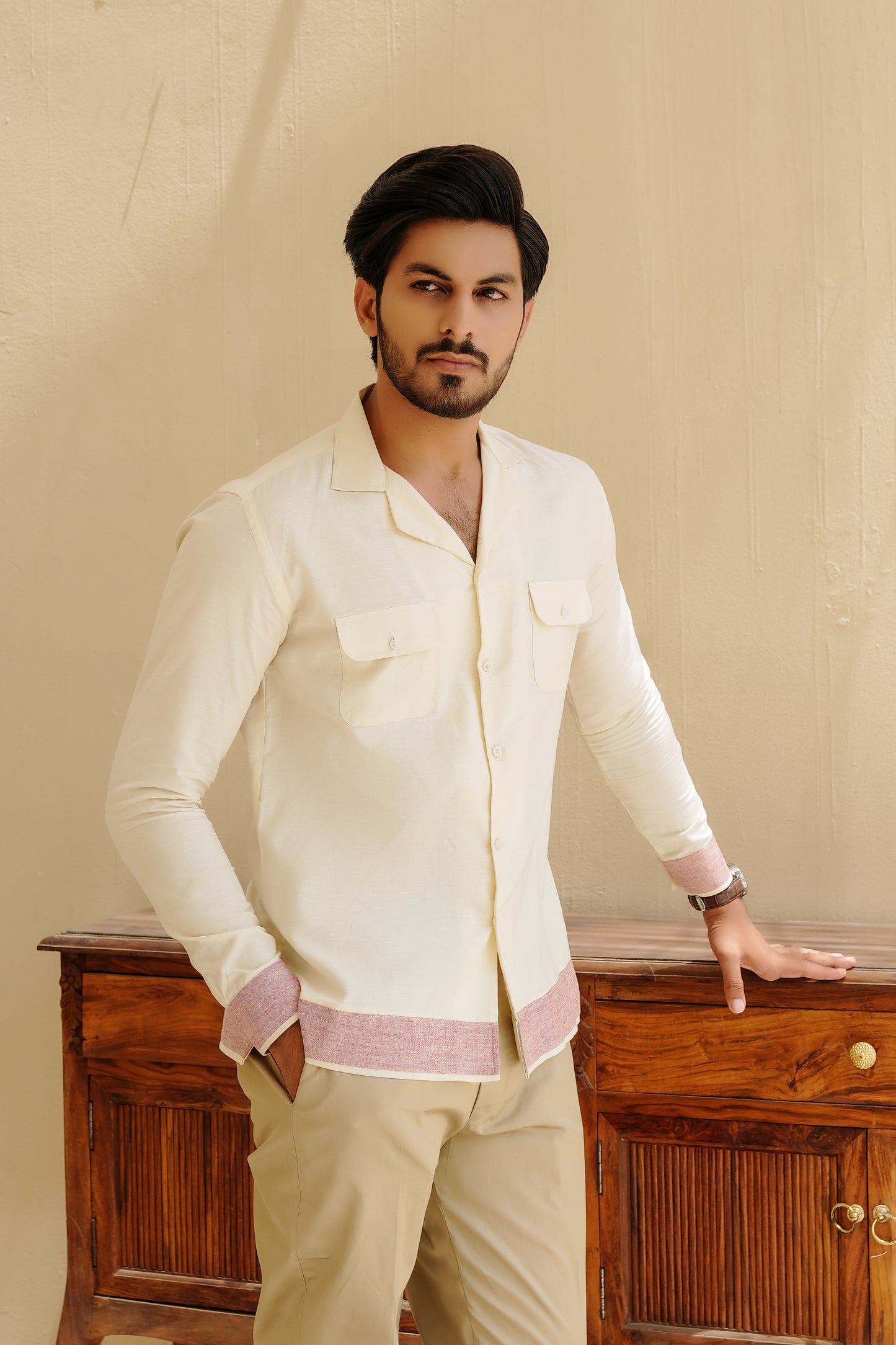 Cream Cuban Shirt.