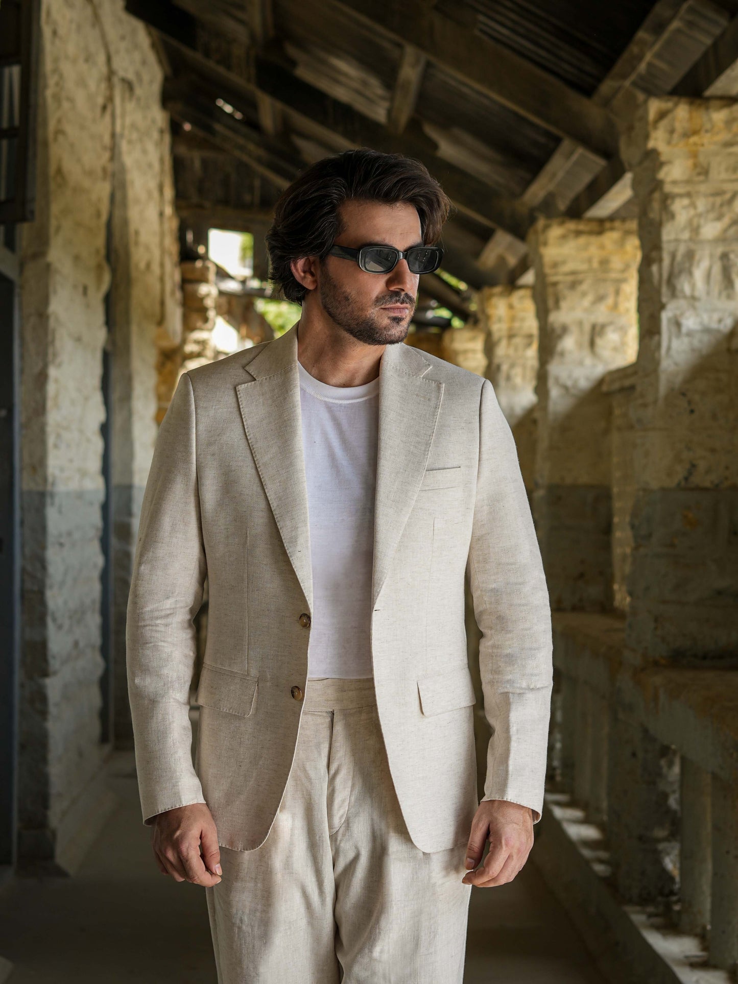 Beige Linen Suit