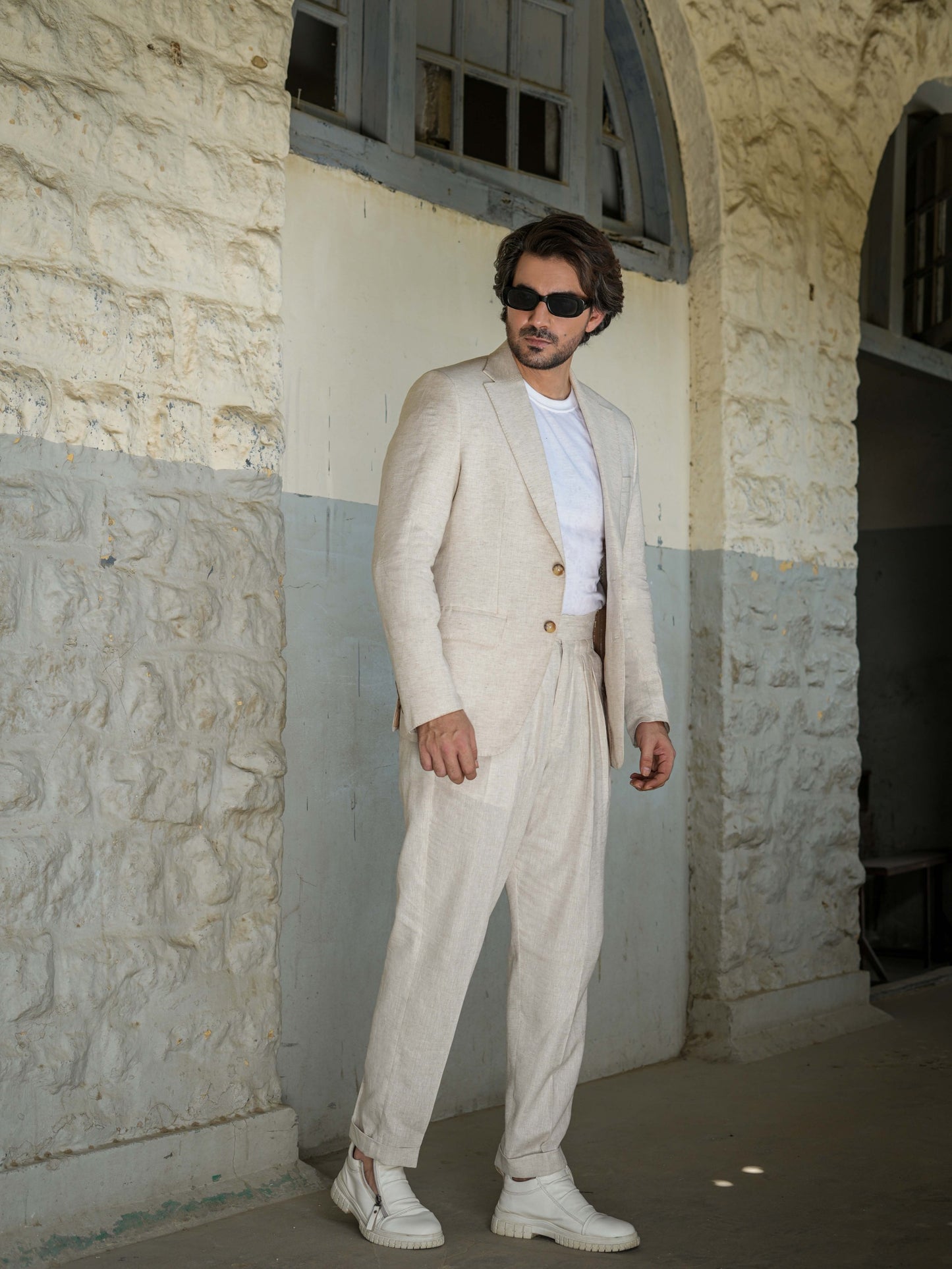 Beige Linen Suit