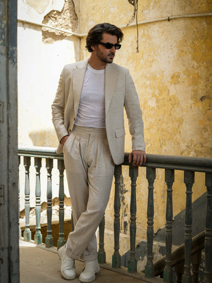 Beige Linen Suit