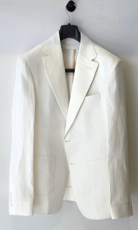 White Linen Non-Fused Jacket for Men by Chamois – Lightweight Breathable Blazer