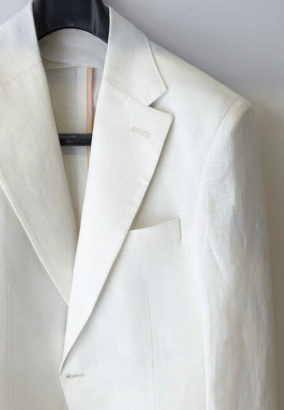 White Linen Non-Fused Jacket for Men by Chamois – Lightweight Breathable Blazer