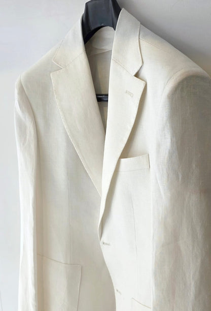 White Linen Non-Fused Jacket for Men by Chamois – Lightweight Breathable Blazer