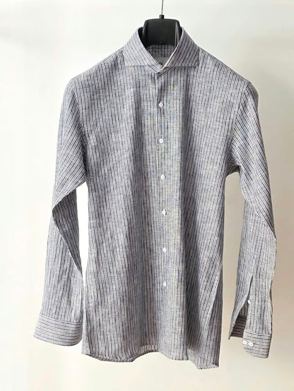Grey Striped Linen Shirt by Chamois