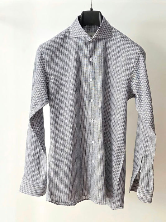 Grey Striped Linen Shirt by Chamois