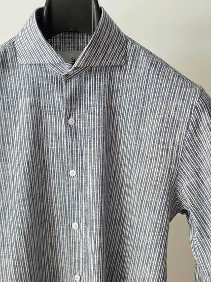 Grey Striped Linen Shirt by Chamois