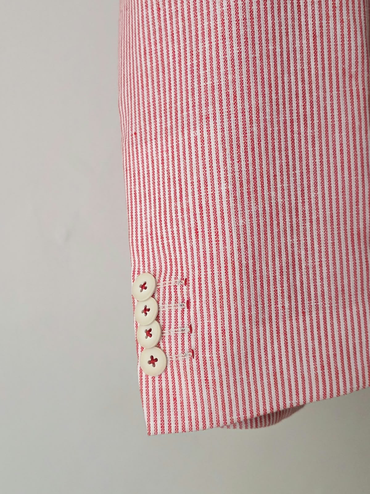 Brick Red Pin Striped Linen Blazer by Chamois